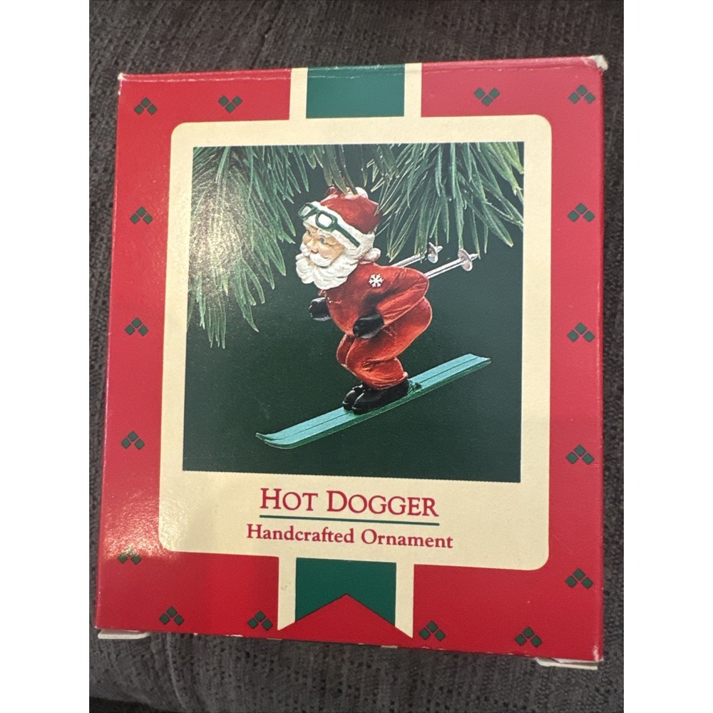 Vtg Hallmark Keepsake Ornament 1987 Hot Dogger skiing Santa! - Picture 1 of 9